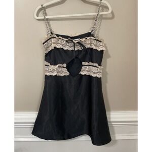 Stuck on Stupid Dolls Kill Black Satin Lace Mini Dress Size M Gothic Coquette